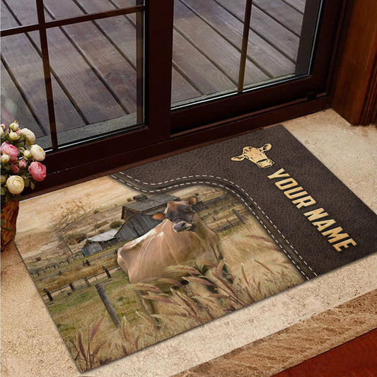 Joycorners Jersey Custom Name Leather Pattern Doormat