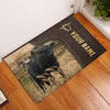 Joycorners Black Angus Custom Name Leather Pattern Doormat