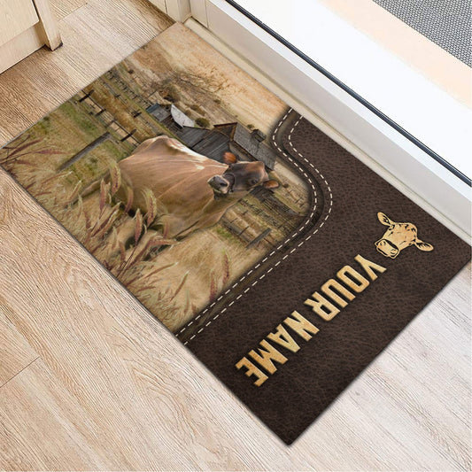 Joycorners Jersey Custom Name Leather Pattern Doormat