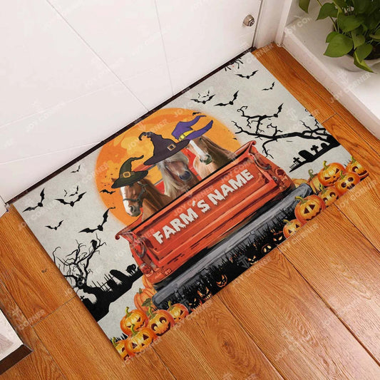 Joycorners Horse Halloween Truck Custom Name Doormat