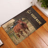 Joycorners Red Angus Custom Name Leather Pattern Doormat