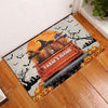 Joycorners Red Angus Halloween Truck Custom Name Doormat