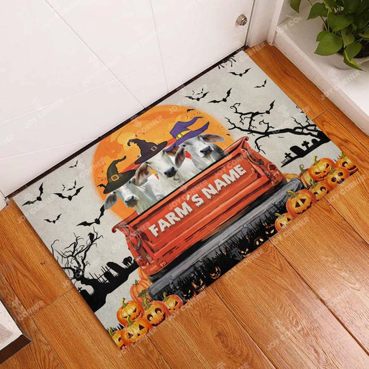 Joycorners Brahman Cattle Halloween Truck Custom Name Doormat