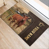 Joycorners Red Angus Custom Name Leather Pattern Doormat