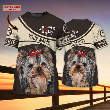 Joycorners Yorkshire I Love 3D Custom Name And Dog Full Print Shirts