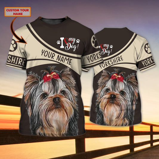 Joycorners Yorkshire I Love 3D Custom Name And Dog Full Print Shirts