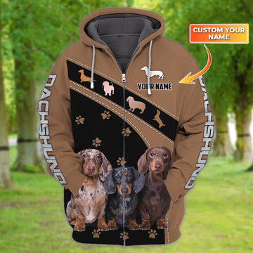 Joycorners Dachshunds Love 3D Custom Dog Full Print Personalized Name Shirts
