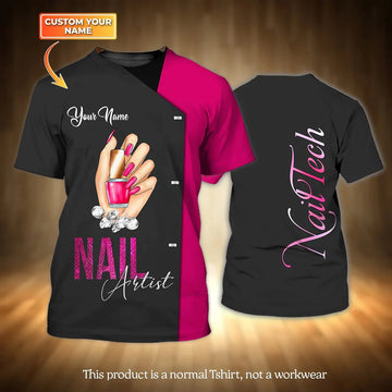 Nails - Personalized Name Gift for Nails Lovers, Nails Salon Uniform 3D Shirt