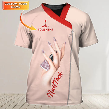 Nails - Personalized Name Gift for Nails Lovers, Nails Salon Uniform 3D Shirt