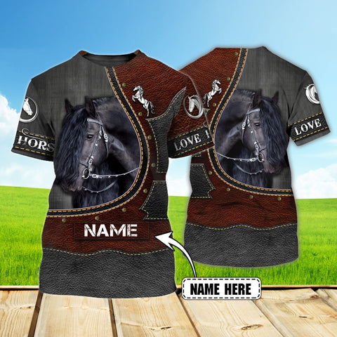 Joycorners Horse Black Custom Name 3D Shirts