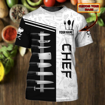 Joycorners Personalized 3D All Over Printed Chef Shirt, Chef Knife Spoon Shirts, Gift For Chef