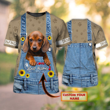 Joycorners Little Dachshund Love 3D Custom  Dog Full Print Personalized Name Shirts