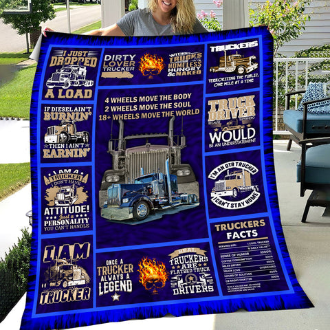 18 Wheels Truck Trucker Quilt Blanket