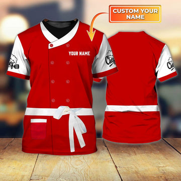 Joycorners Custom Red Chef Shirt 3D All Over Print Best Gift To Master Chef, Chef Uniform