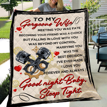 Joycorners Mechanic To My Wife From Husband Meeting You Was Fate Quilt Blanket Great Customized Gifts For Birthday Christmas Thanksgiving Wedding Valentine’s Day