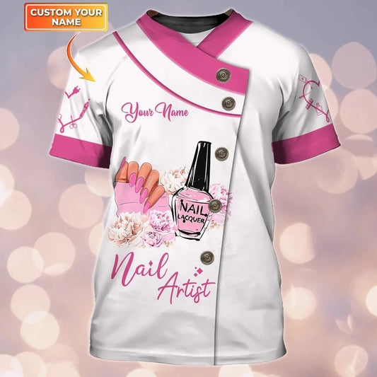 Nails - Personalized Name Gift for Nails Lovers, Nails Salon Uniform 3D Shirt