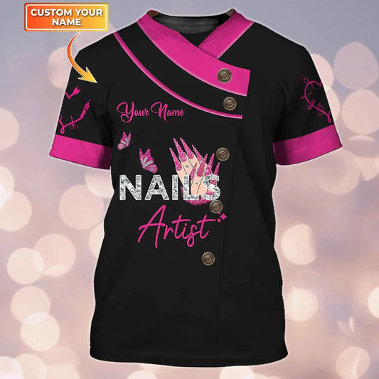 Nails - Personalized Name Gift for Nails Lovers, Nails Salon Uniform 3D Shirt