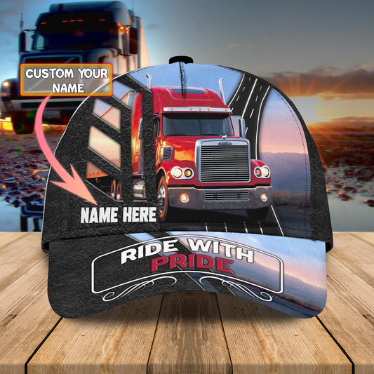Joycorners Ride With Pride Trucker Customized Name 3D Cap