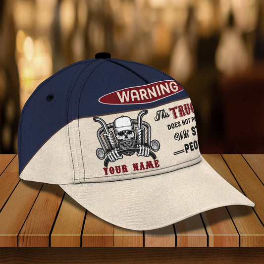 Joycorners Trucker Warning Customized Name 3D Cap