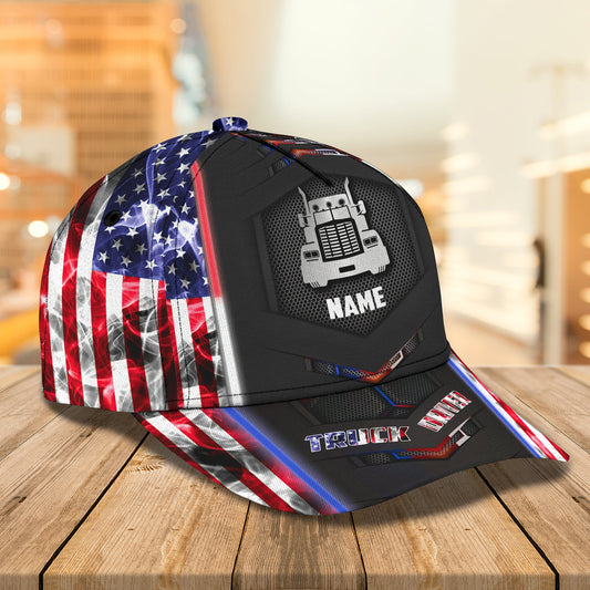 Joycorners American Trucker Smoke Customized Name 3D Cap