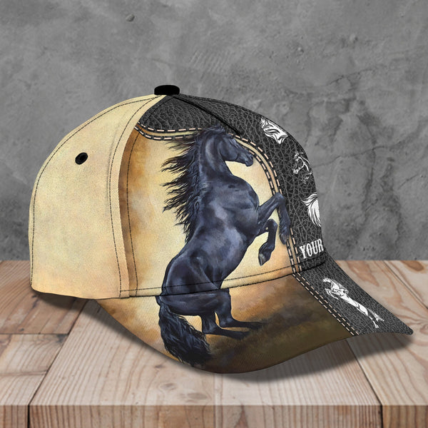 Joycorners Black Wild Horse Customized Name Cap