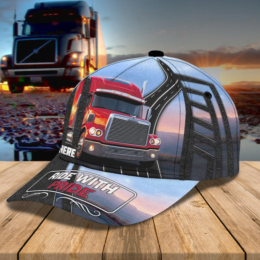 Joycorners Ride With Pride Trucker Customized Name 3D Cap