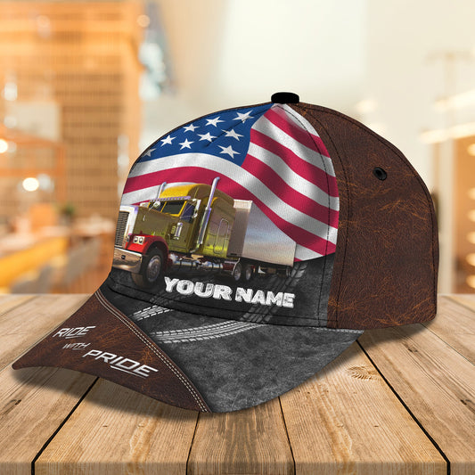 Joycorners Trucker American Ride With Pride Customized Name 3D Cap