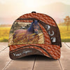 Joycorners Personalized Horse Orange Brown Leather Style Cap (9 Breeds)