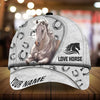 Personalized epic art horse Happiness zip leather with hair pattern cap