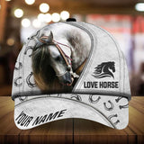 Personalized epic art horse Happiness zip leather with hair pattern cap