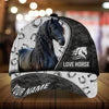 Personalized epic art horse Happiness zip leather with hair pattern cap