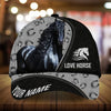 Personalized epic art horse Happiness zip leather pattern cap