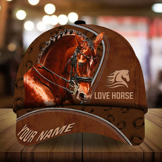 Personalized epic art horse Happiness zip leather pattern cap