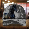 Personalized epic art horse Happiness leather pattern cap