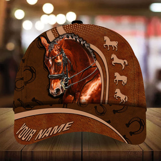 Personalized epic art horse Happiness leather pattern cap