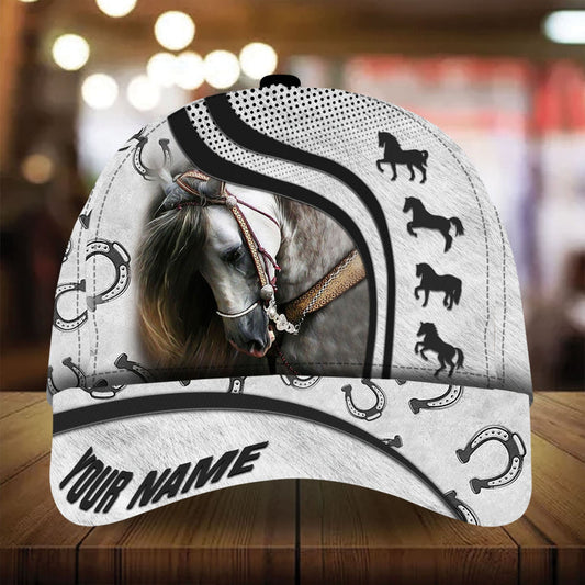 Personalized epic art horse Happiness leather pattern cap