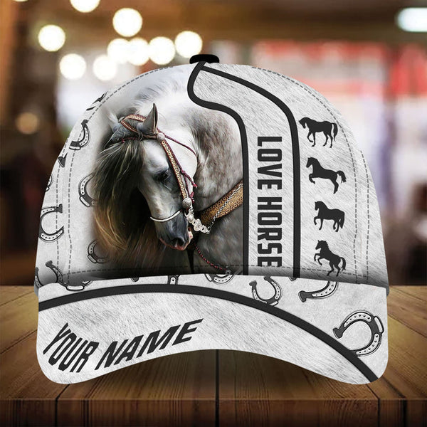 Personalized Isaac epic art horse zip leather with fur pattern cap