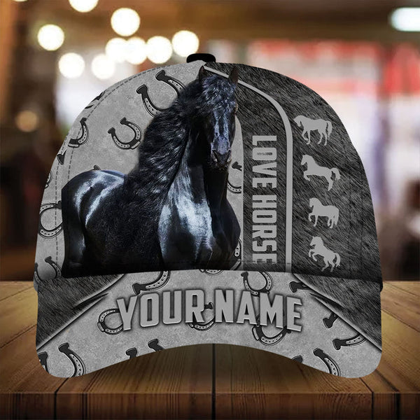 Personalized Isaac epic art horse zip leather with fur pattern cap