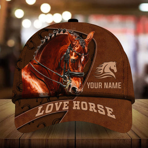 Personalized love horse leather pattern cap
