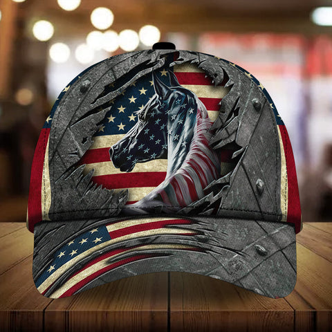 Personalized Premium cracked american horse steel pattern cap