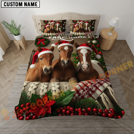 Joycorners Horse Cozy Ranch Personalized Name Merry Christmas Cow Bedding set