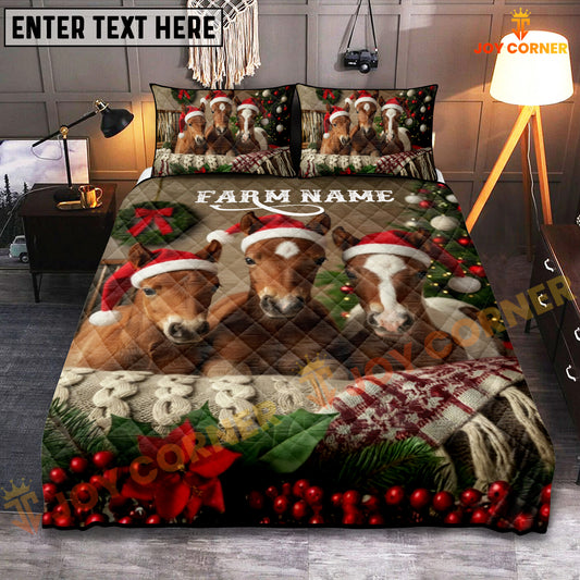 Joycorners Horse Cozy Ranch Personalized Name Merry Christmas Cow Bedding set
