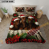 Joycorners Red Angus Cozy Ranch Personalized Name Merry Christmas Cow Bedding set