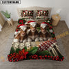 Joycorners Texas Longhorn Cozy Ranch Personalized Name Merry Christmas Cow Bedding set