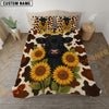 Joycorners Black Angus Sunflower Personalized Name Cozy Ranch Bedding set