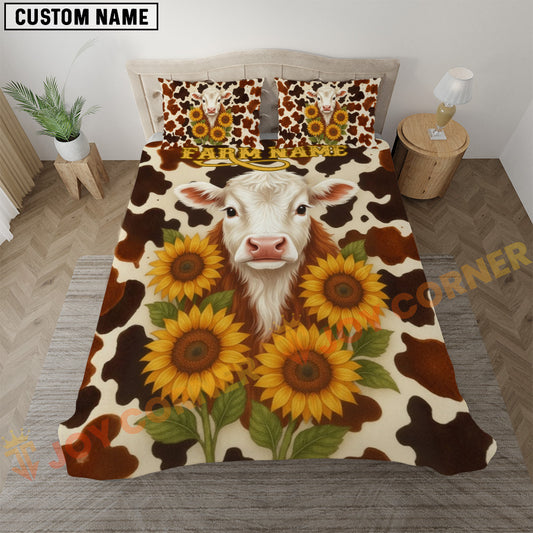 Joycorners Hereford Sunflower Personalized Name Cozy Ranch Bedding set