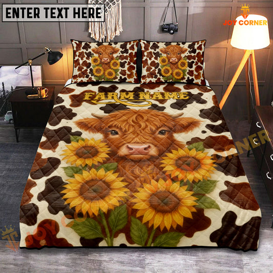 Joycorners Highland Sunflower Personalized Name Cozy Ranch Bedding set