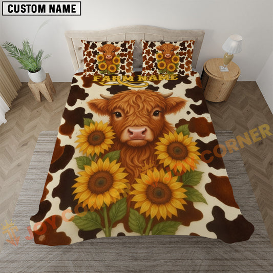 Joycorners Highland Sunflower Personalized Name Cozy Ranch Bedding set