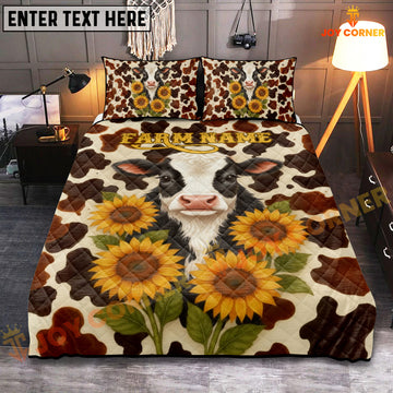 Joycorners Holstein Sunflower Personalized Name Cozy Ranch Bedding set