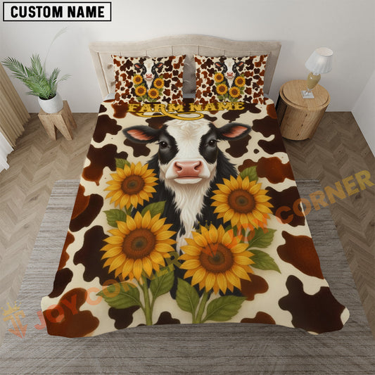 Joycorners Holstein Sunflower Personalized Name Cozy Ranch Bedding set